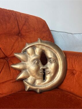 Vintage Celestial Whimsigoth Sun and Moon Sculpture Wall Decor